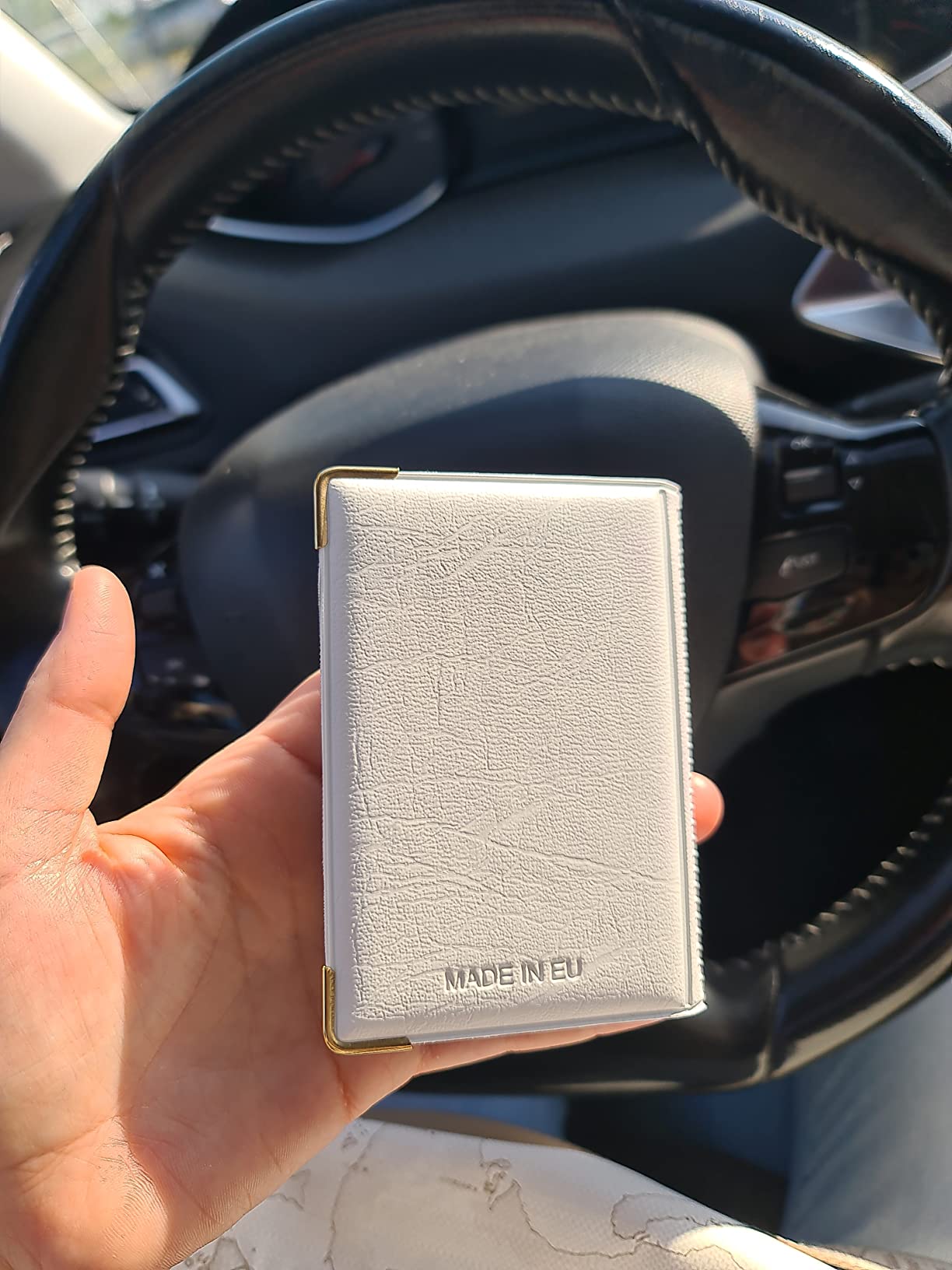 myledershop Kredit- und Visitenkartenetuis porta carte Design 3 bianco