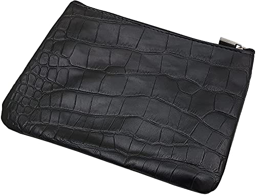 myledershop Schlüsseltaschen Borsa XL in pelle di vitello con chiusura lampo nera