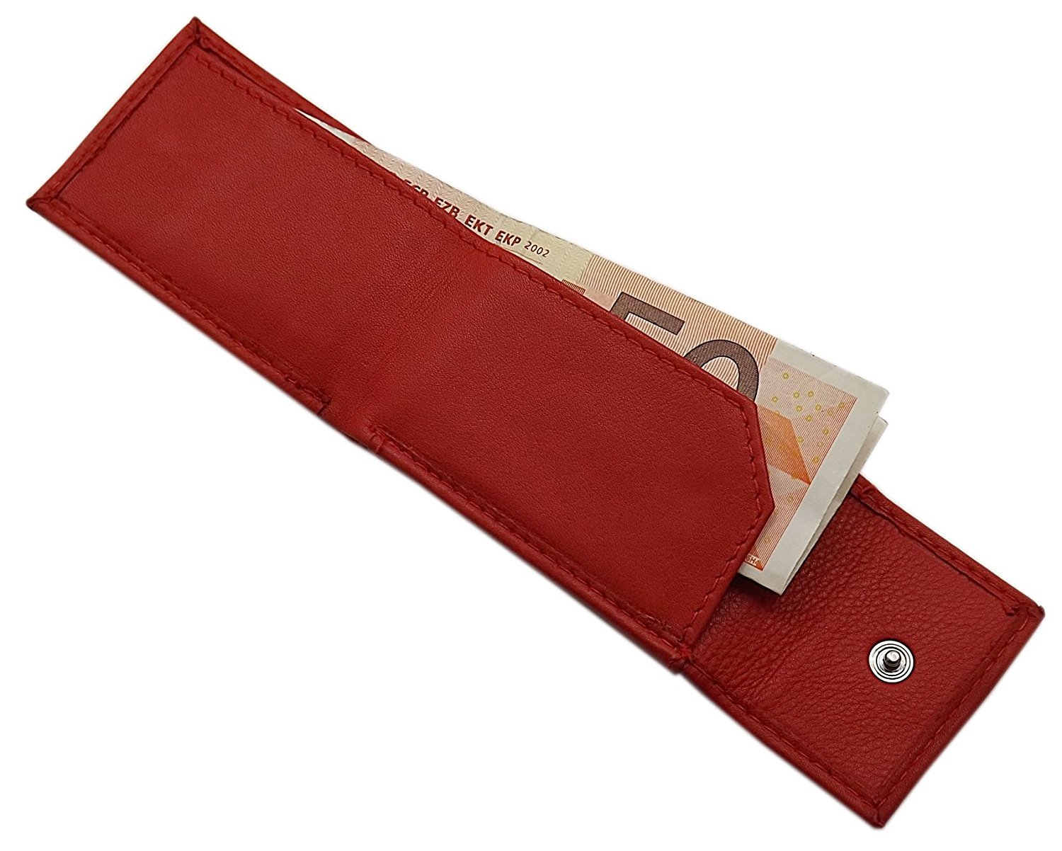 myledershop Herren Geldbörsen Piccolo portafoglio da uomo in pelle di vitello rosso