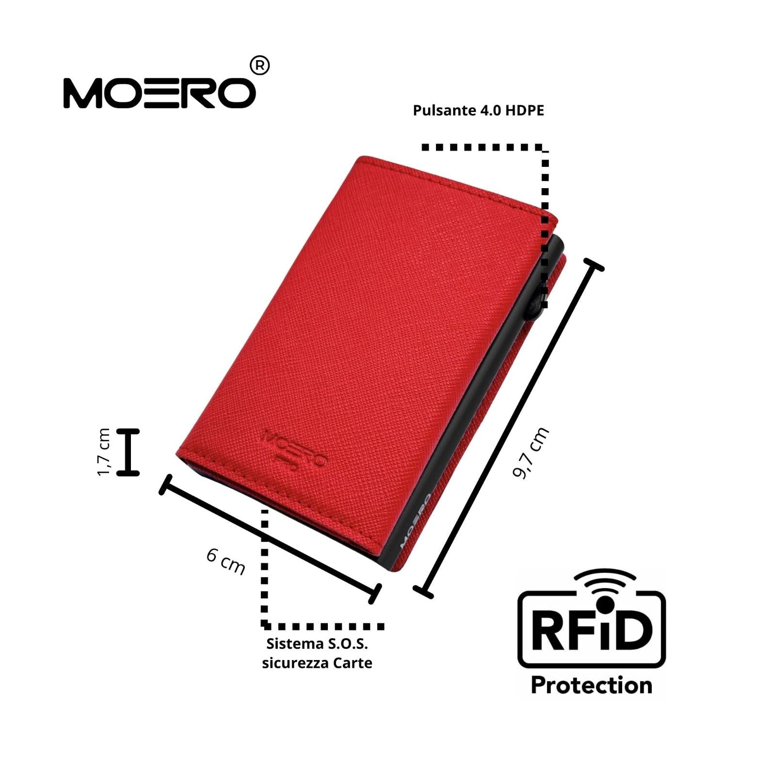 Moero Linea PRO PRO Saffiano portafoglio rosso 4.0 RFID antigraffio