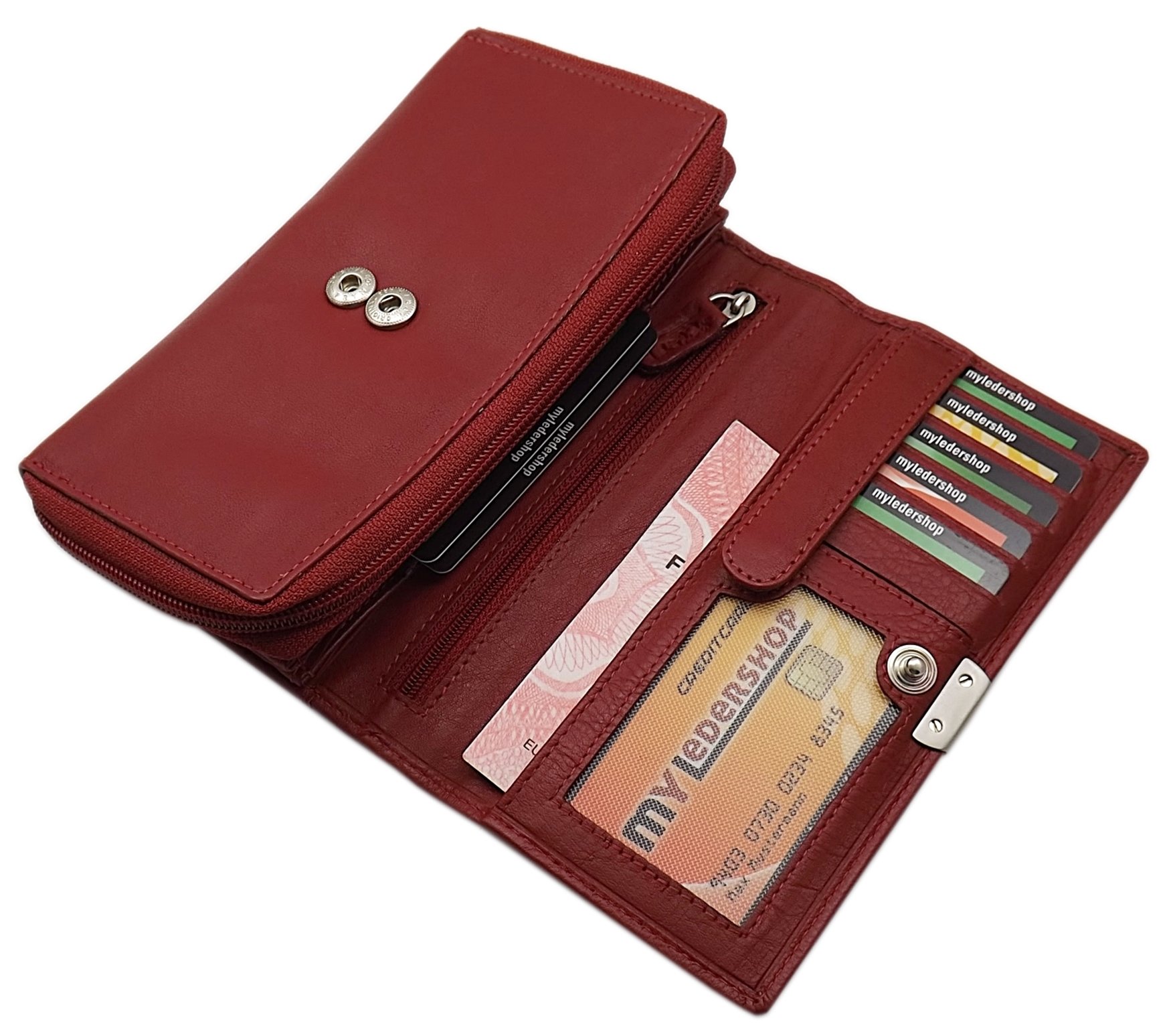 myledershop Damen Geldbörsen Grande portafoglio di pelle per donna portafoglio 5 colori