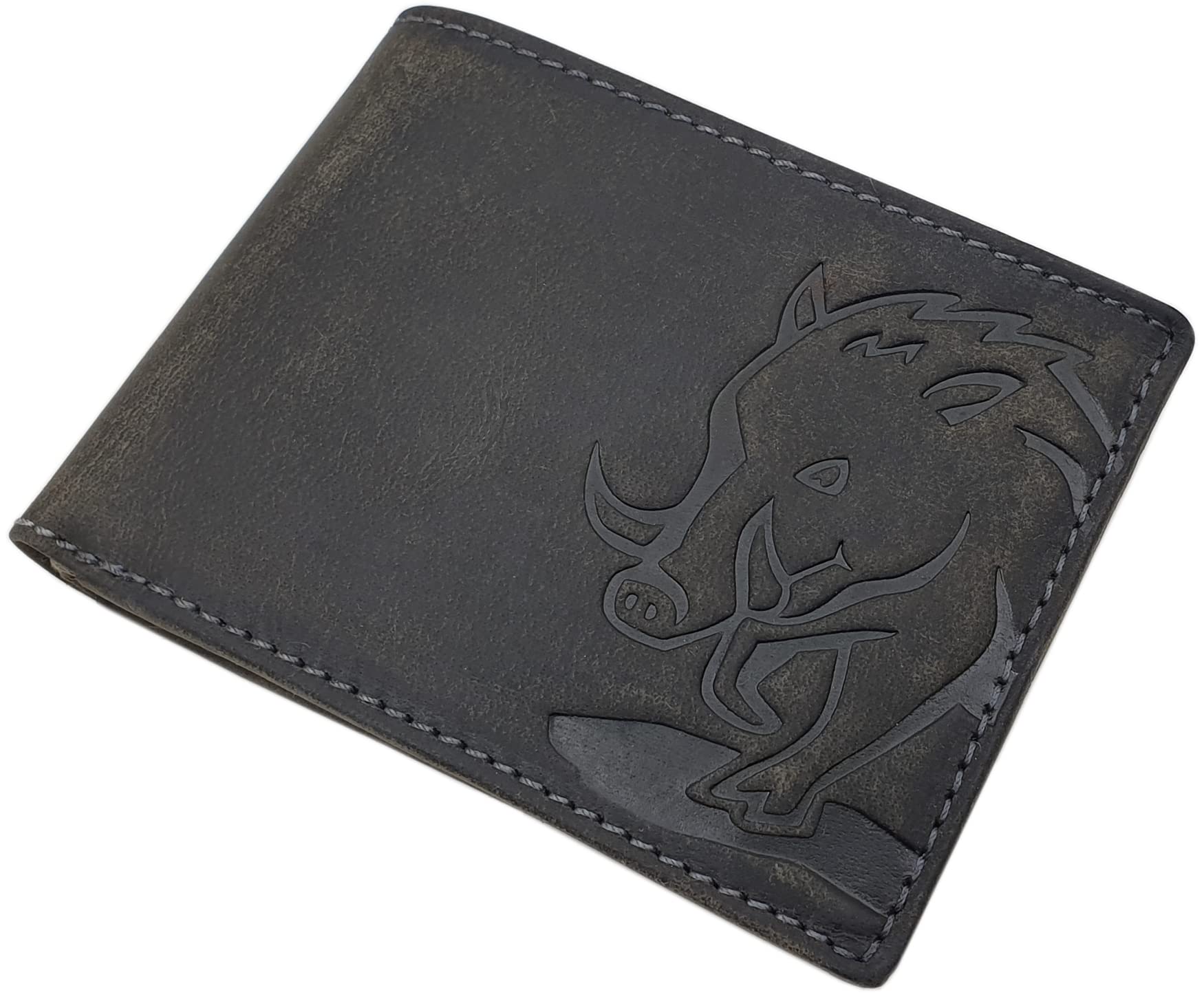 myledershop Herren Geldbörsen Modello 1 portafoglio verticale marrone RFID pelle di bufalo