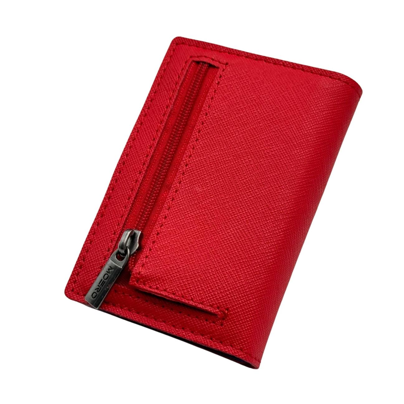 Moero Linea PRO Zip Saffiano portafoglio Red 4.0 con portamonete zip