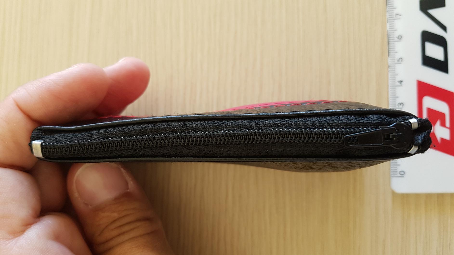 myledershop Schlüsseltaschen portachiavi con cerniera nero rosso