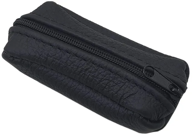 myledershop Schlüsseltaschen portachiavi in pelle nero con cerniera