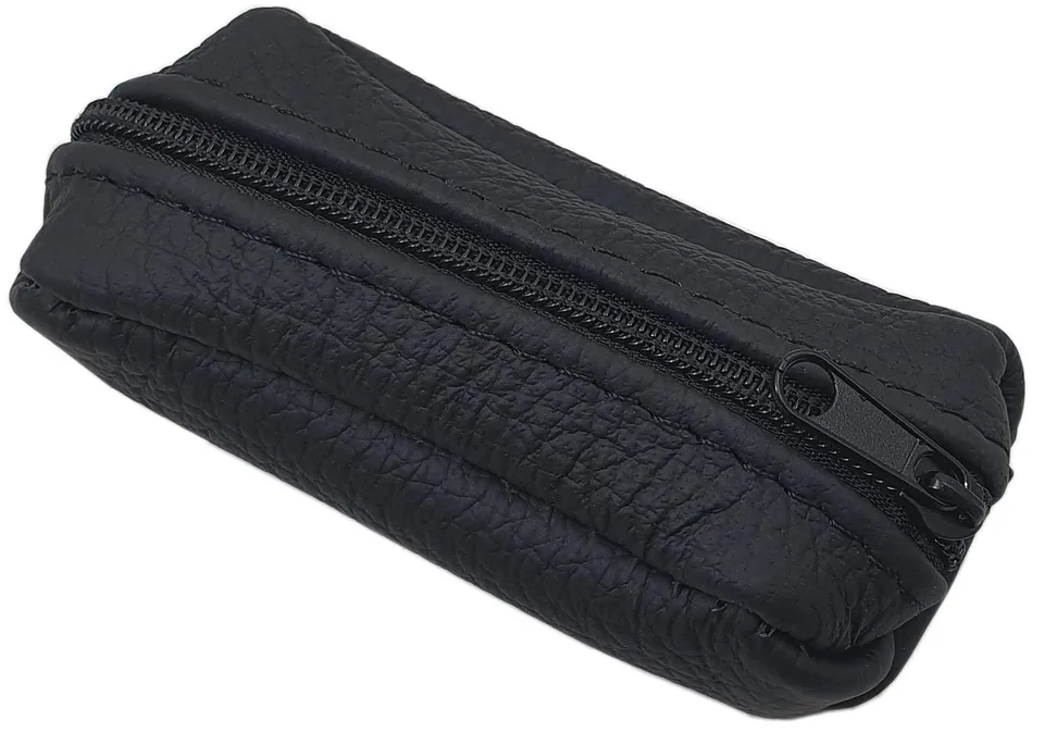 myledershop Schlüsseltaschen portachiavi in pelle nero con cerniera