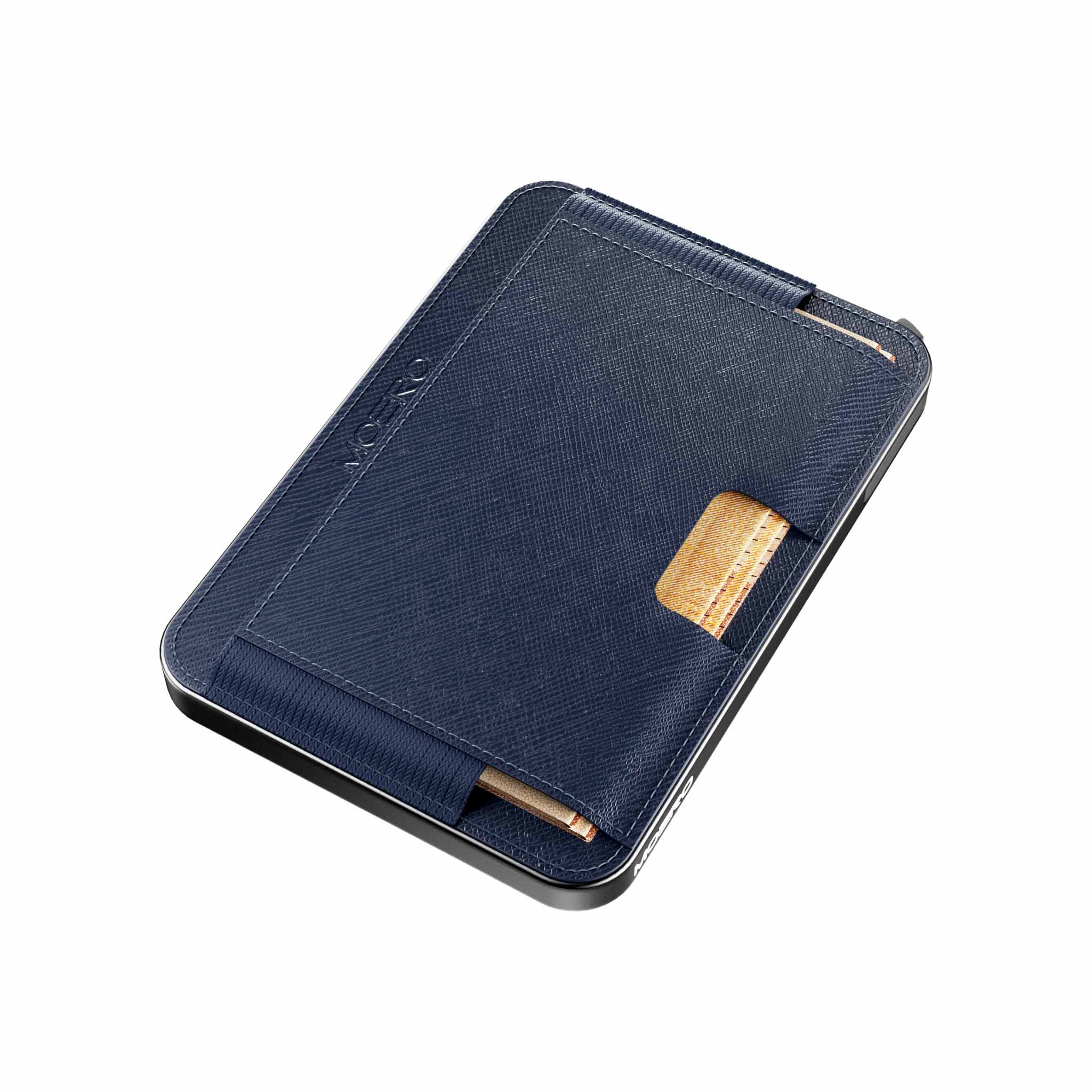 Moero Linea M2 M2 Pro Saffiano Blue portafoglio MagSafe RFID