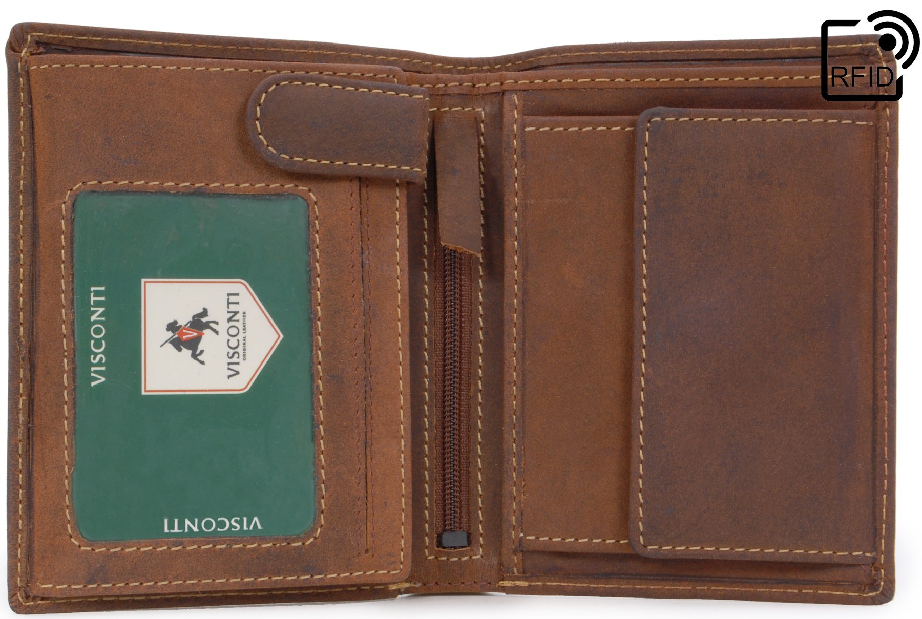 Visconti Hunters Wallets 709 Rifle portafoglio uomo Olio Marrone Chiaro RFID