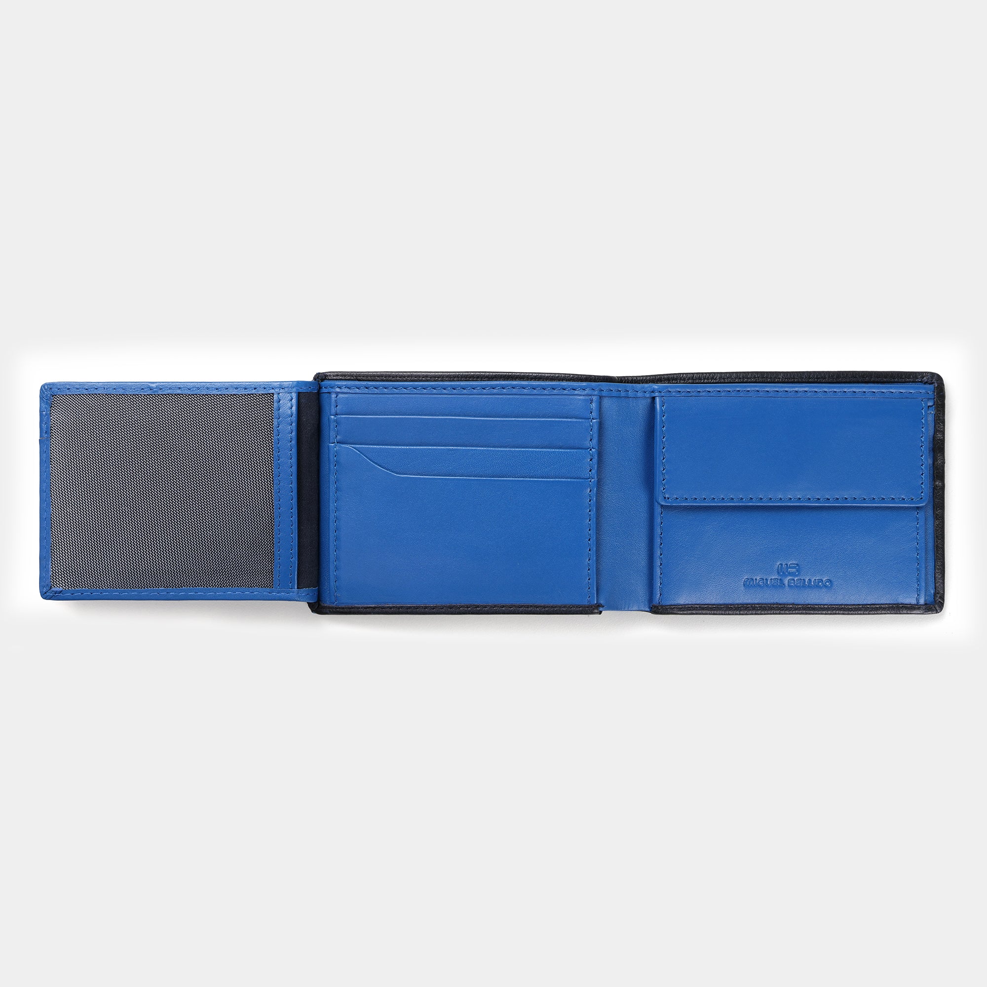 Miguel Bellido Carteras Cartera Rio en piel de vacuno con monedero portafoglio Nero/Azul
