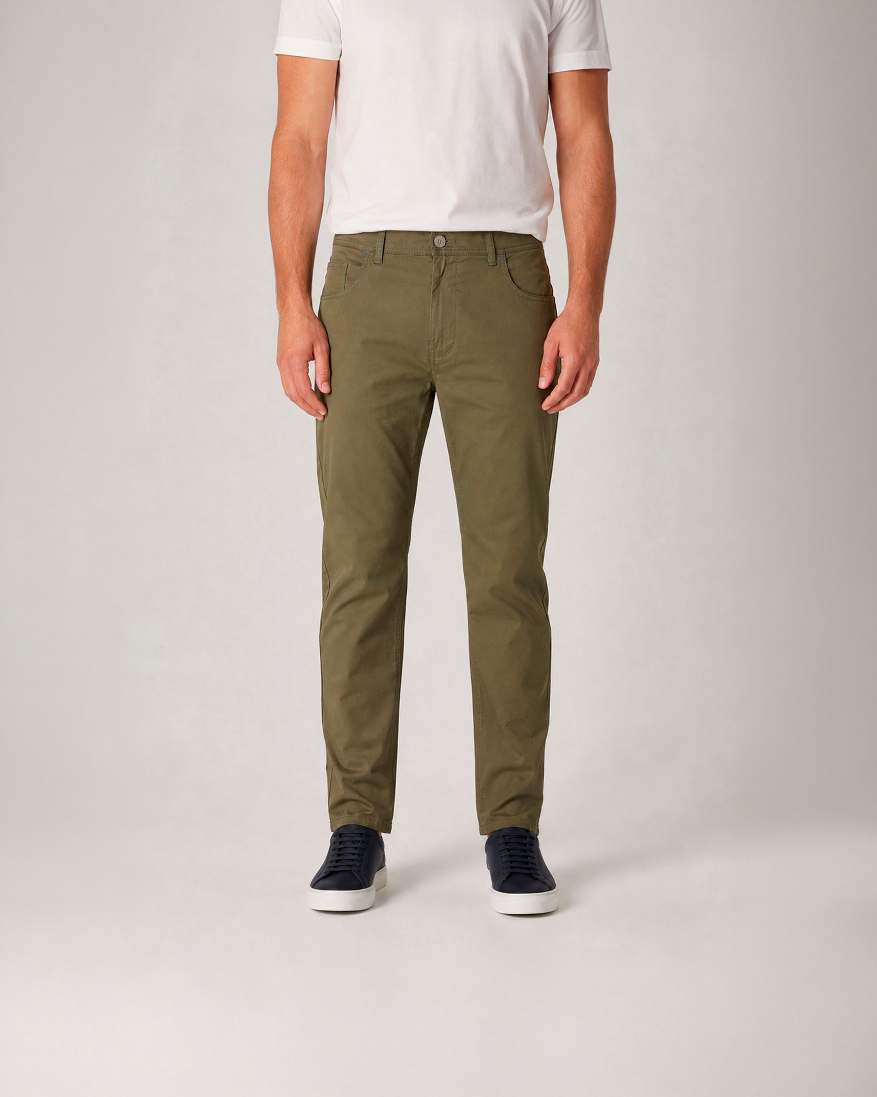 Miguel Bellido Pantalones casual 5 tasche pantaloni verde oliva in cotone taglia 38