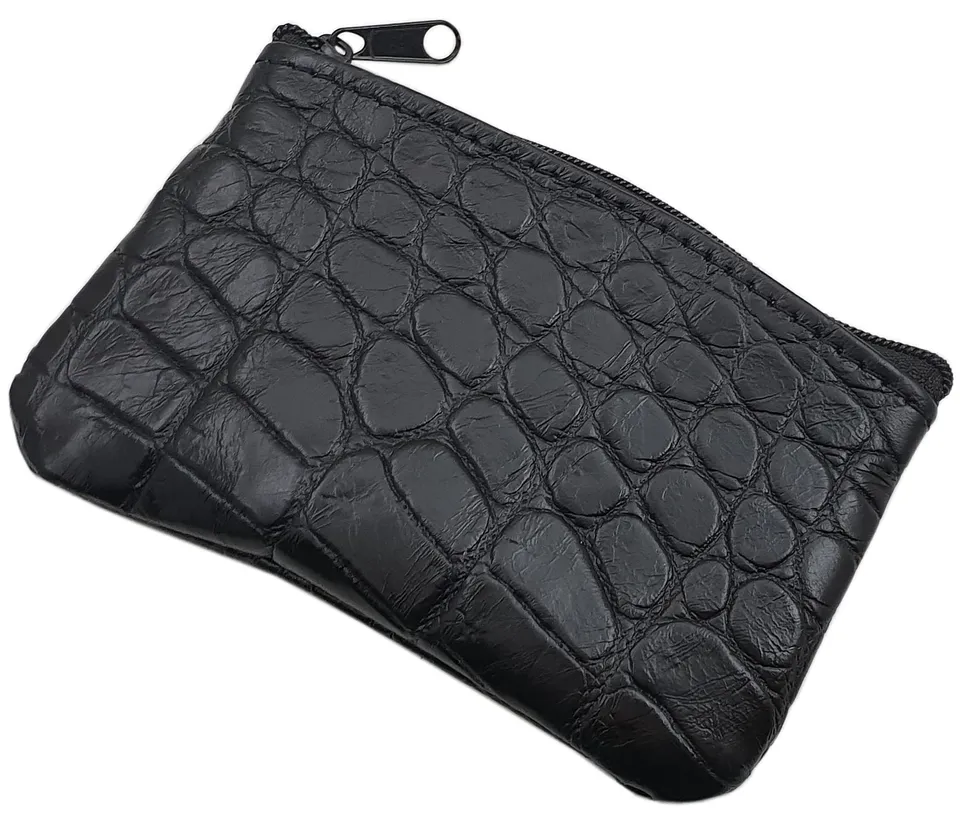 myledershop Schlüsseltaschen Portachiavi in pelle di vitello nera effetto coccodrillo