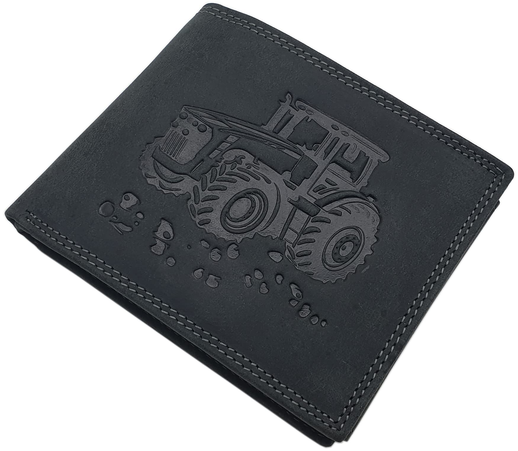 myledershop Herren Geldbörsen portafoglio bufalo orizzontale nero RFID