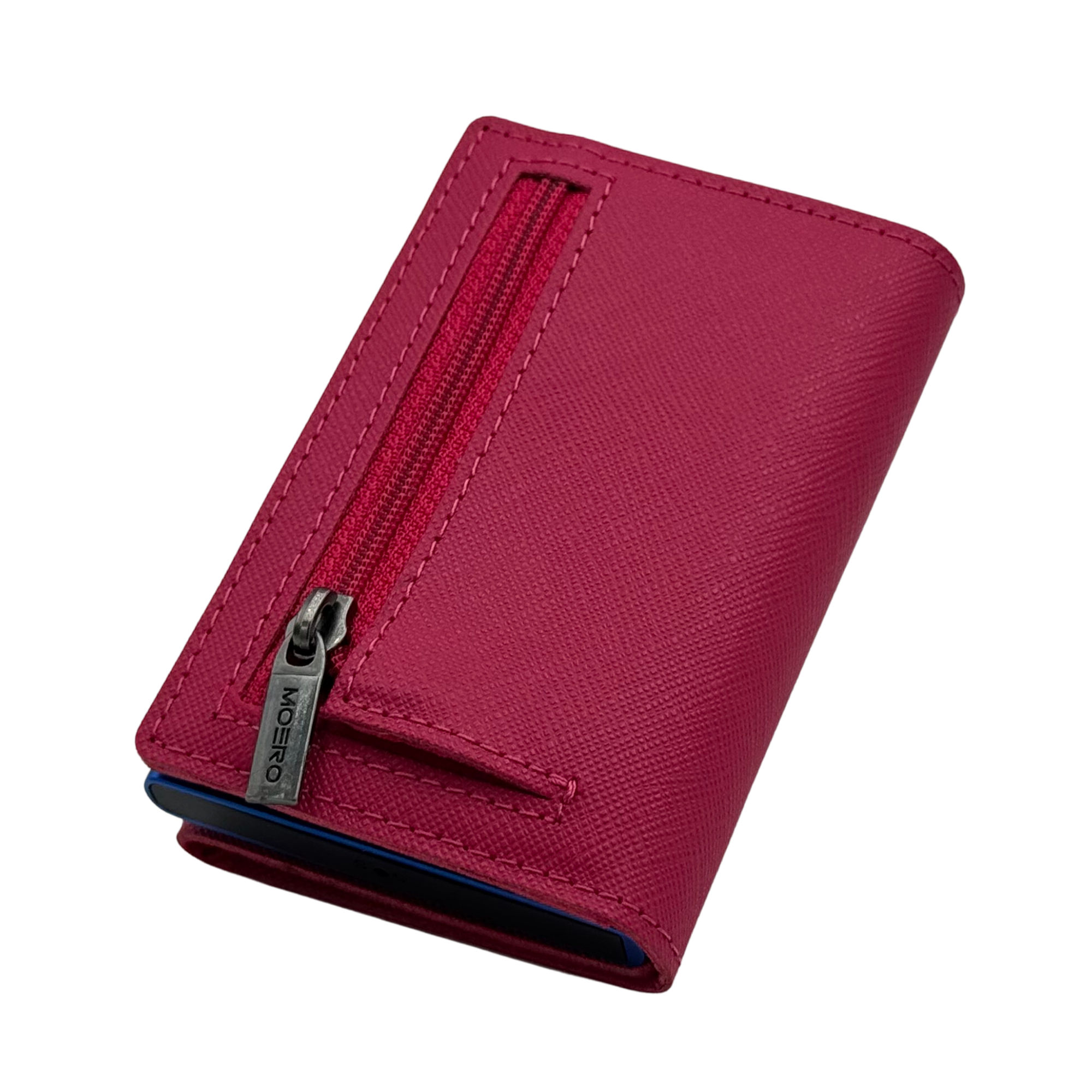 Moero Linea PRO Zip Saffiano portafoglio Magenta con portamonete zip