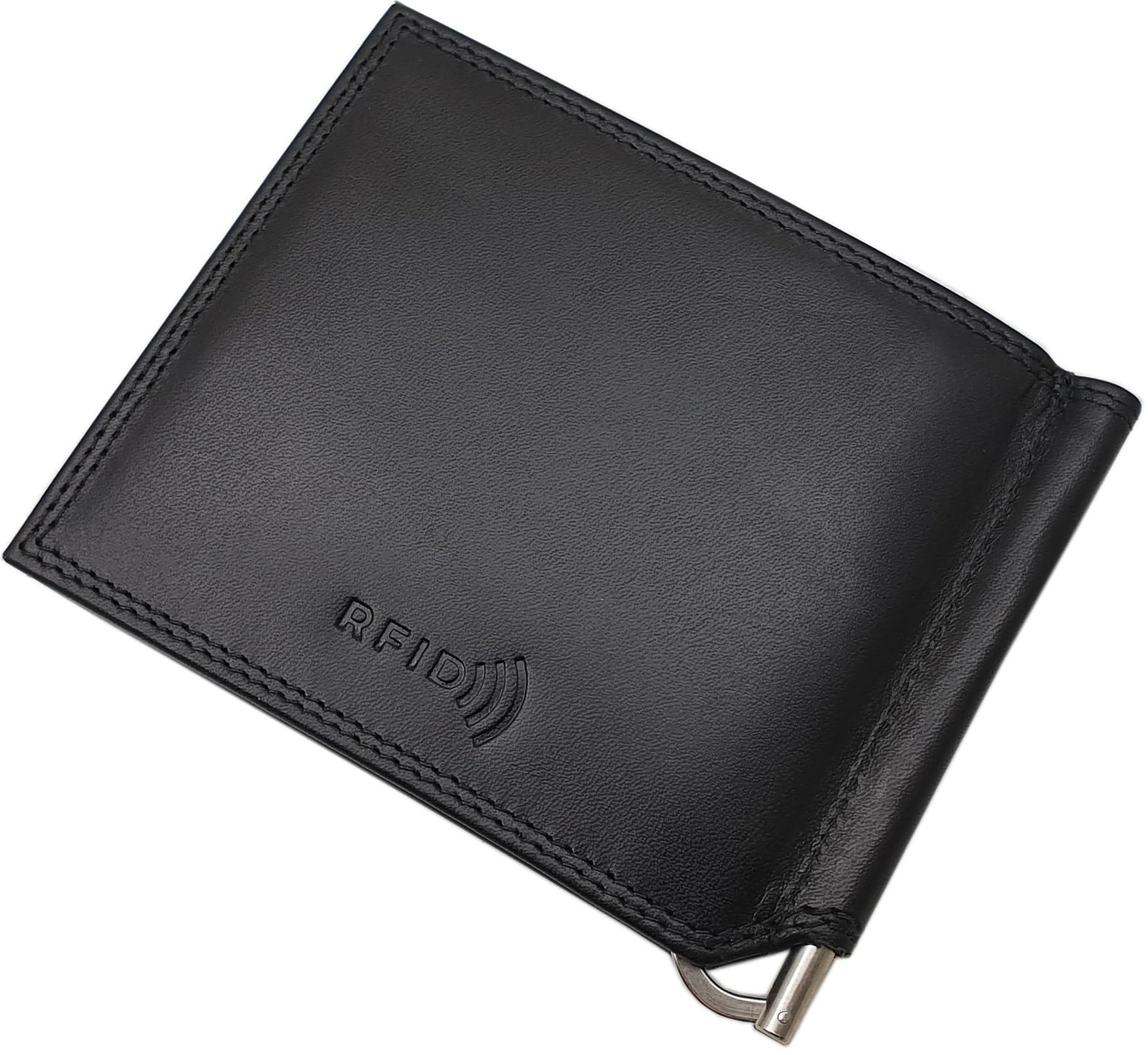 myledershop Brieftaschen Vacchetta dollarclip portafoglio MJ-Design-Germany nero portafoglio compatto