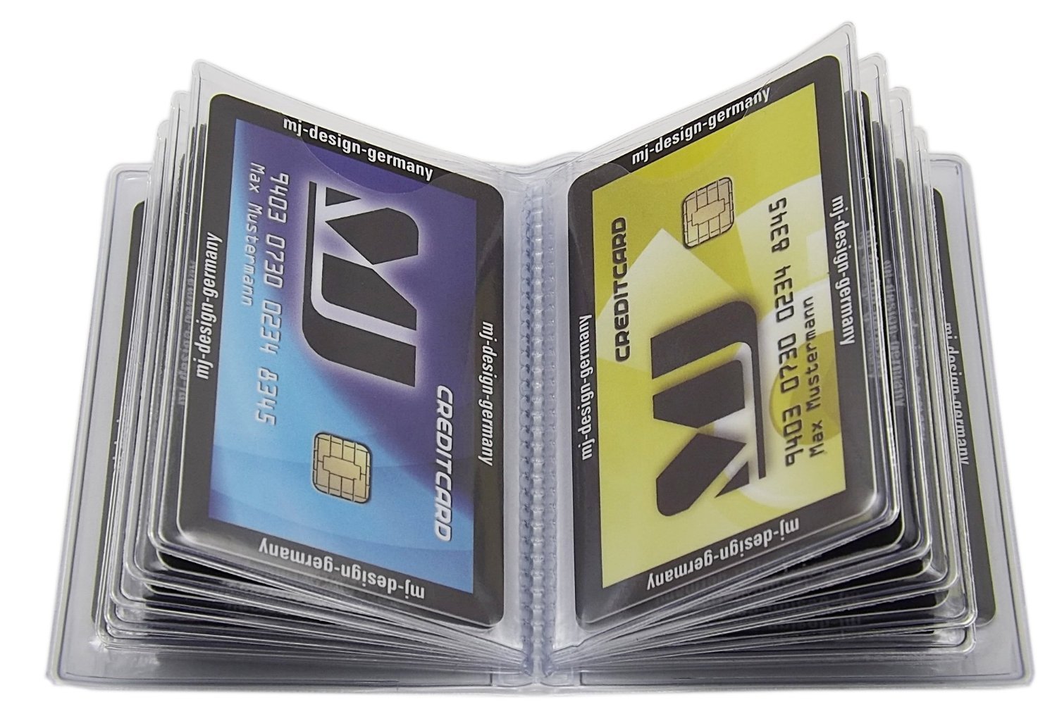 myledershop Kredit- und Visitenkartenetuis porta carte 12 scomparti trasparente