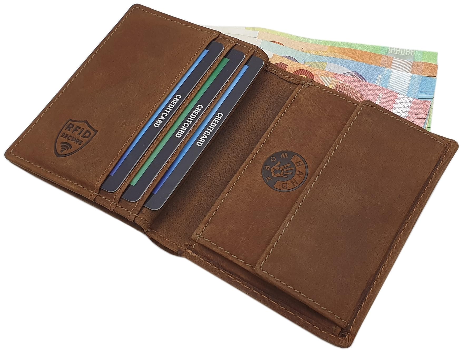 myledershop Herren Geldbörsen portafoglio piccolo verticale Husky cognac RFID