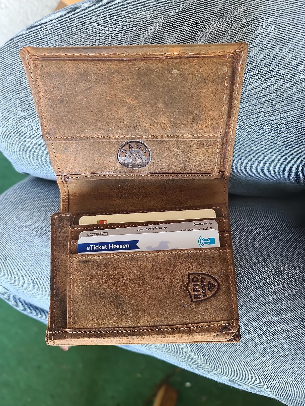 myledershop Herren Geldbörsen Modello 1 portafoglio verticale marrone RFID pelle di bufalo
