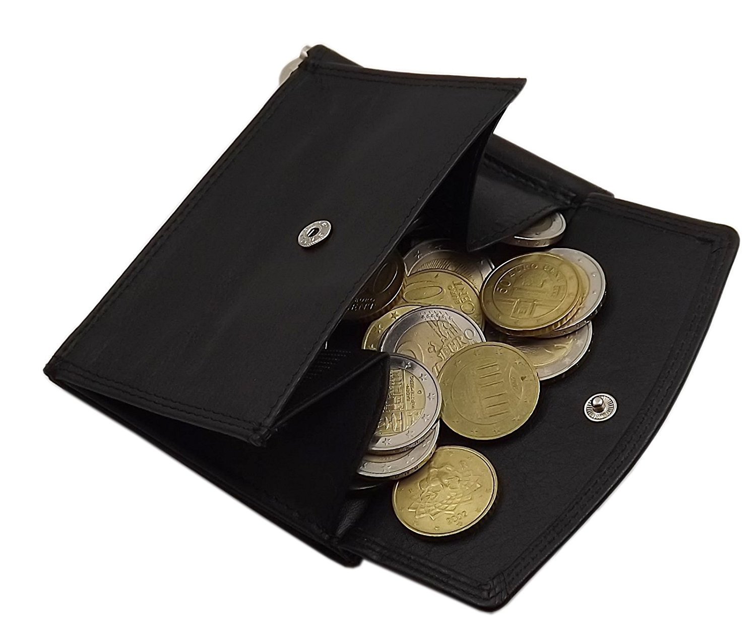 myledershop Brieftaschen Vacchetta nappa dollarclip portafoglio nero con fermasoldi