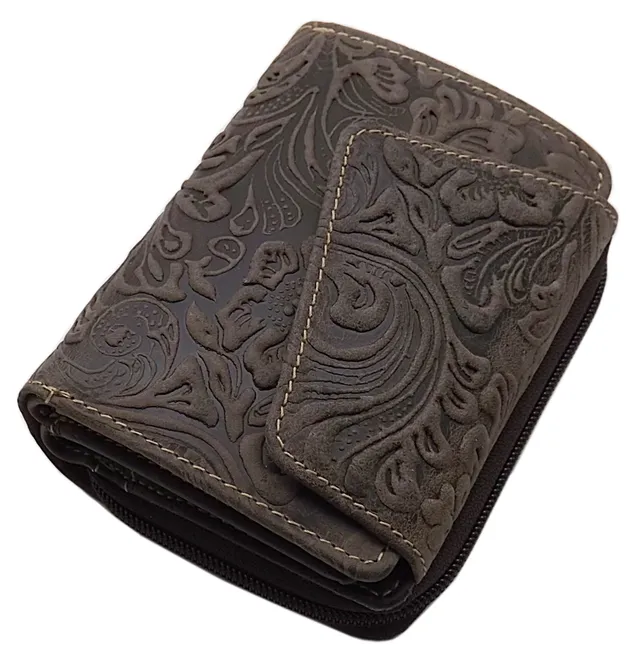 myledershop Damen Geldbörsen portafoglio donna vacchetta marrone RFID NFC
