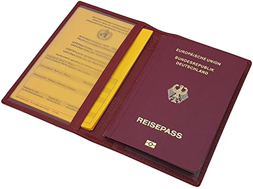 myledershop Impf- und Reisepass Mappen custodia passaporto rosso ciliegia RFID