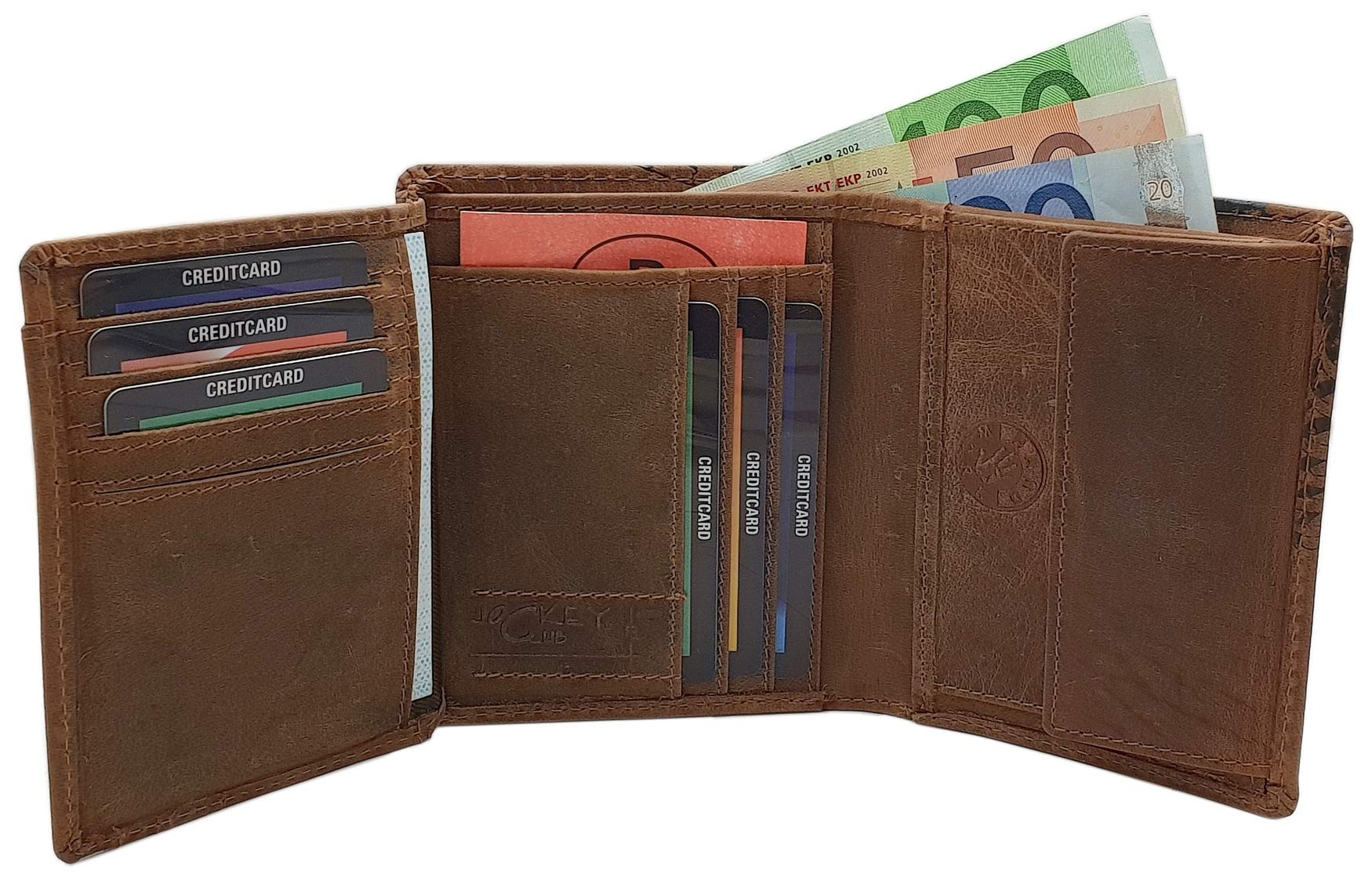 myledershop Herren Geldbörsen Modello 1 portafoglio verticale cognac RFID