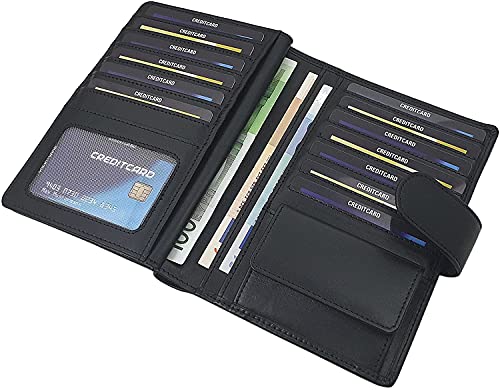 myledershop Herren Geldbörsen portafoglio nero in pelle di vitello RFID NFC