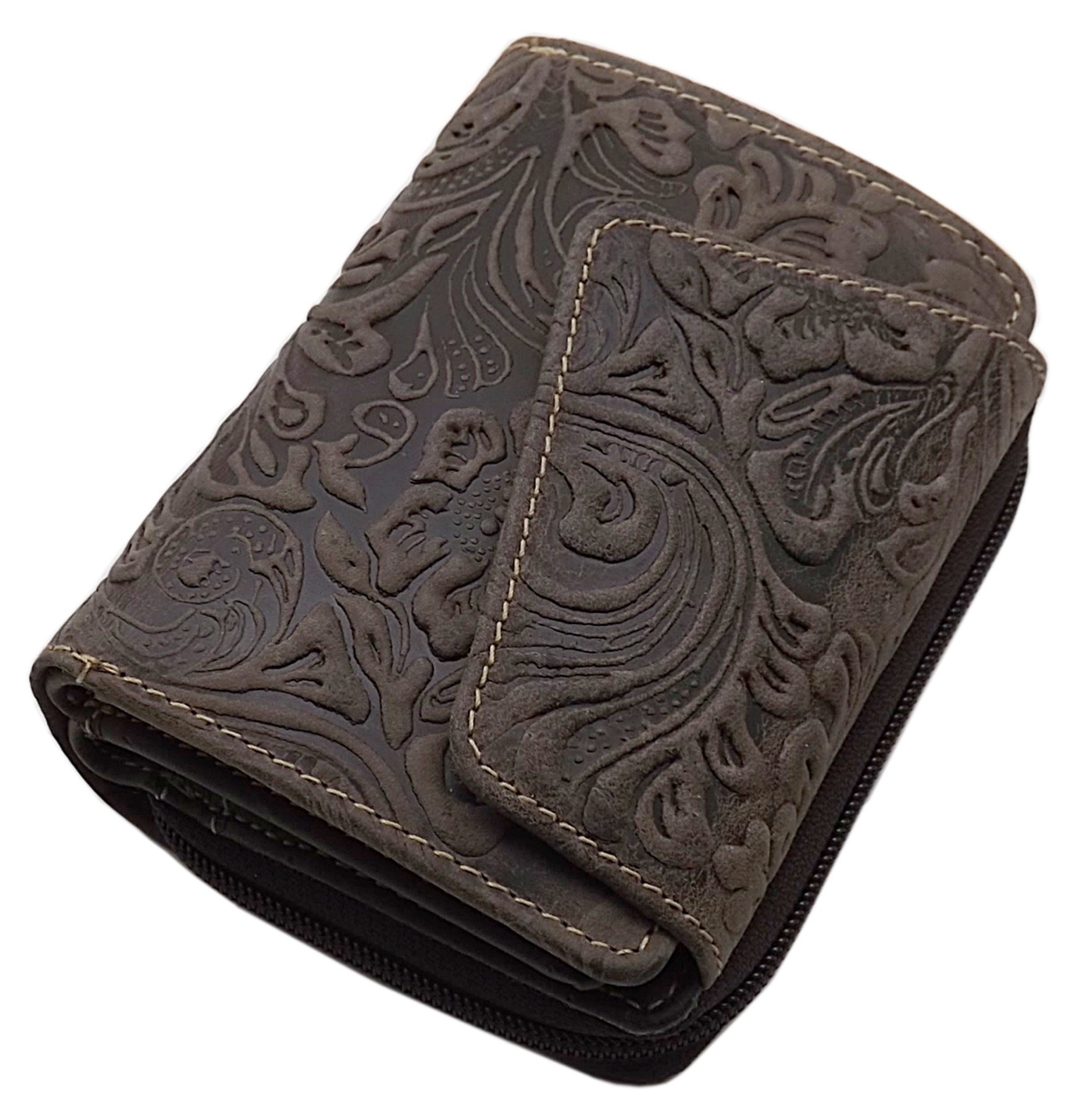 myledershop Damen Geldbörsen portafoglio donna vacchetta marrone RFID NFC