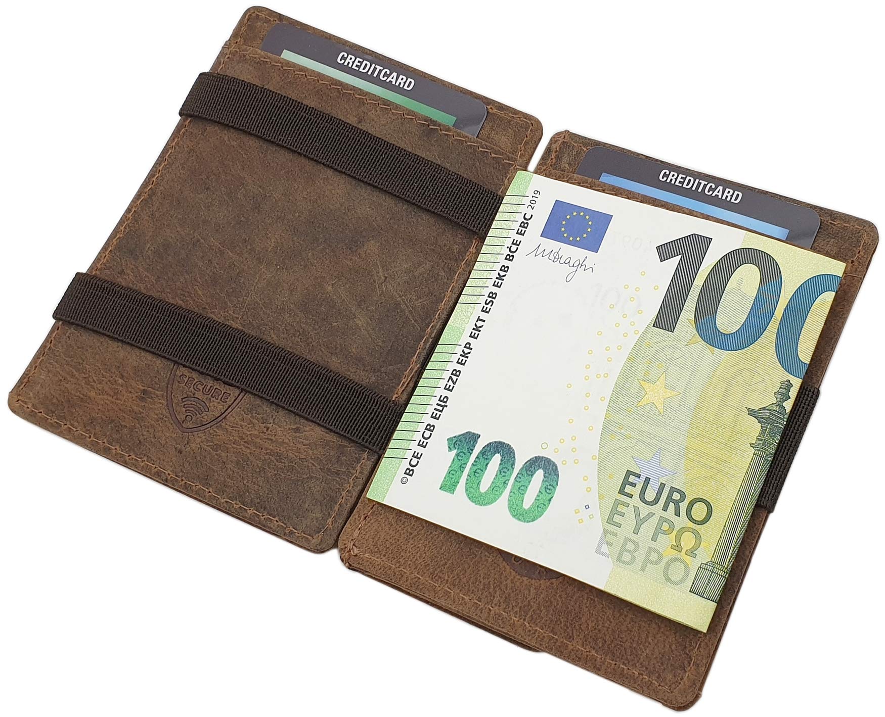 myledershop Karten- und Ausweisetuis portafoglio magico cognac RFID