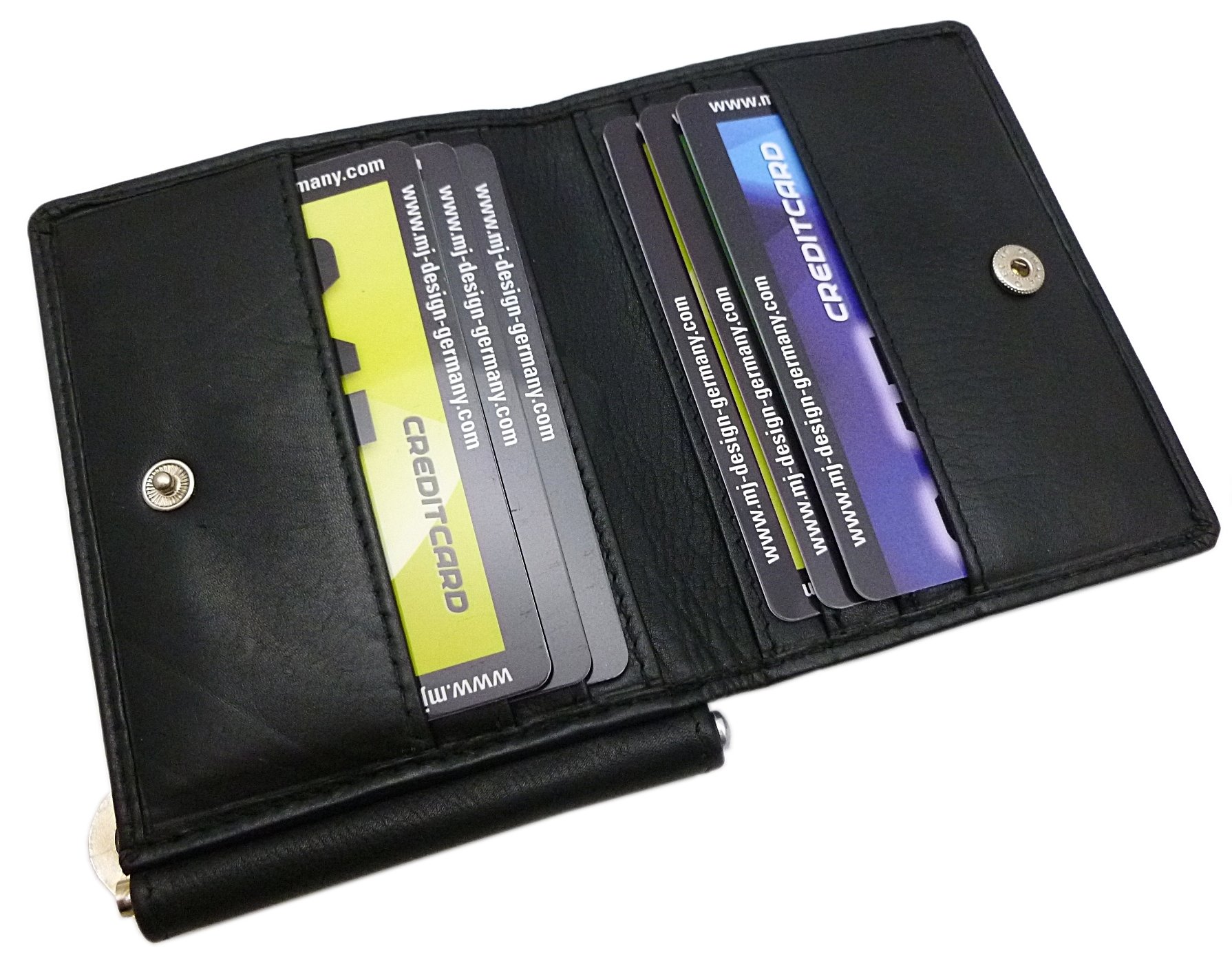 myledershop Brieftaschen Dollarclip portafoglio con clip nero in pelle di vitello