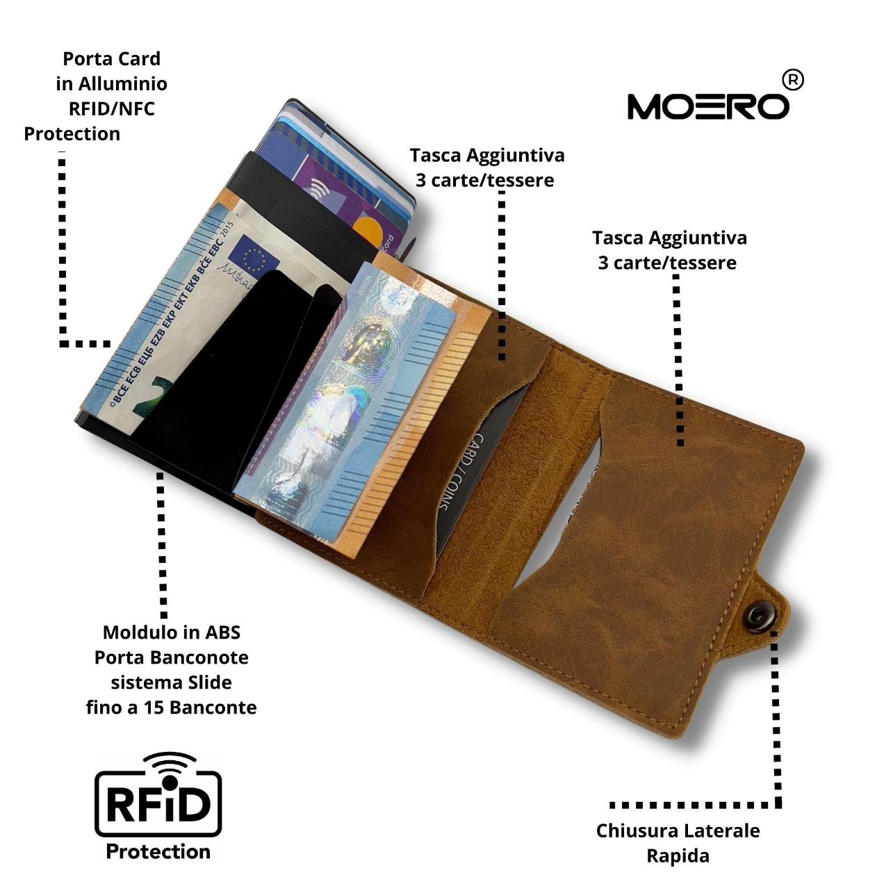 Moero Linea Classic Classic Zip Vintage portafoglio Marrone Chiaro RFID