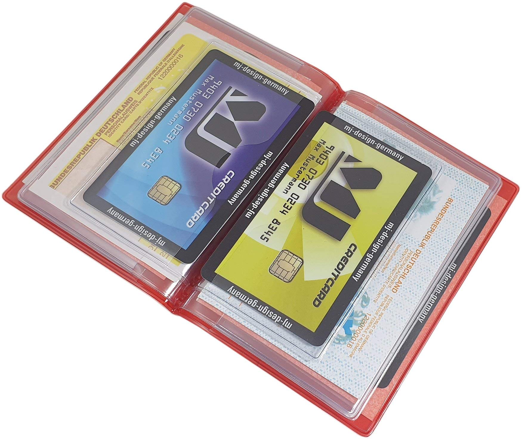myledershop Karten- und Ausweisetuis MJ-Design-Germany porta badge 12 scomparti trasparente