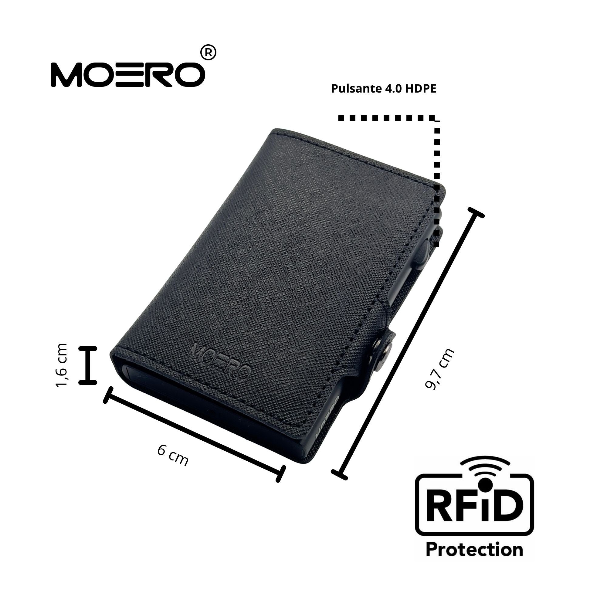Moero Linea Classic Classic Saffiano portafoglio nero 4.0 antigraffio