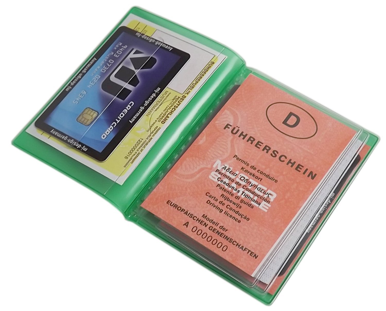 myledershop Karten- und Ausweisetuis porta documenti 10 scomparti verde
