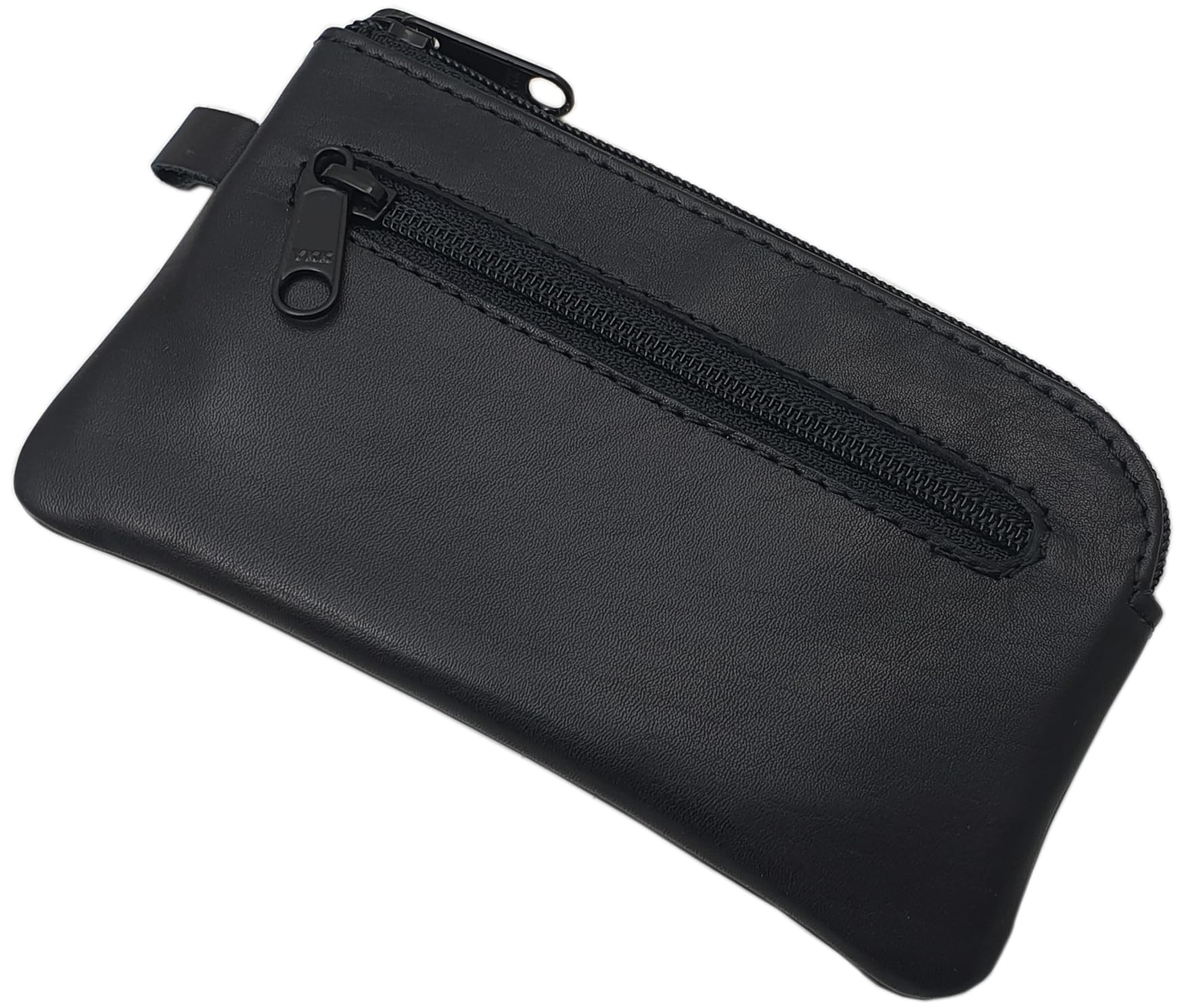 myledershop Schlüsseltaschen portachiavi in pelle bovina nera con cerniera