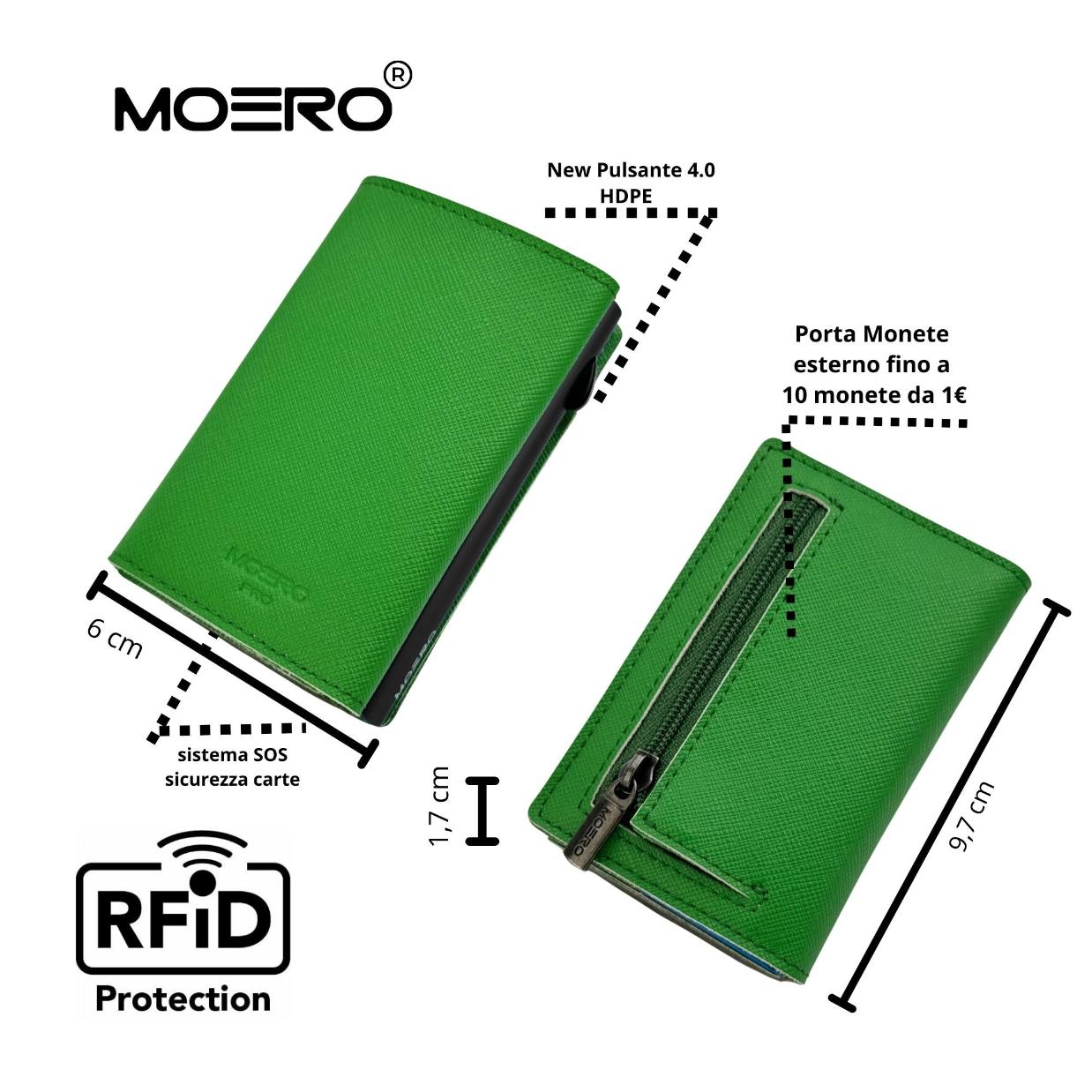 Moero Linea PRO Zip Saffiano portafoglio verde smeraldo RFID