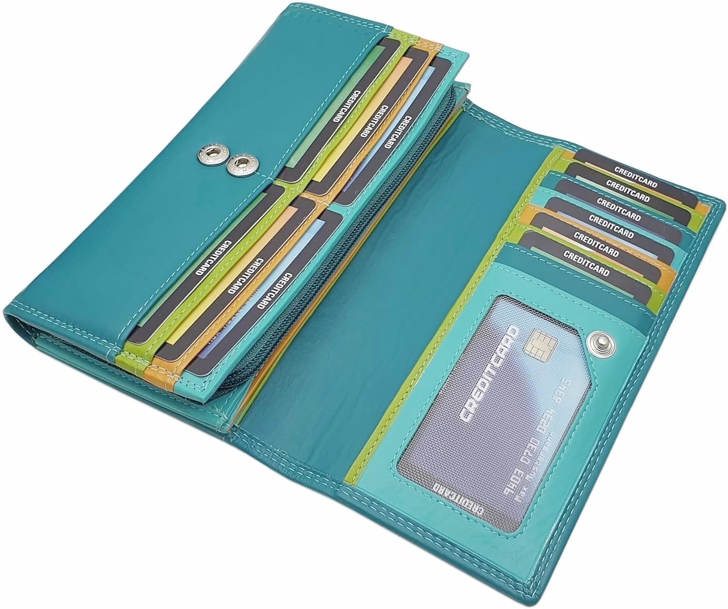 myledershop Damen Geldbörsen portafoglio grande nero RFID NFC
