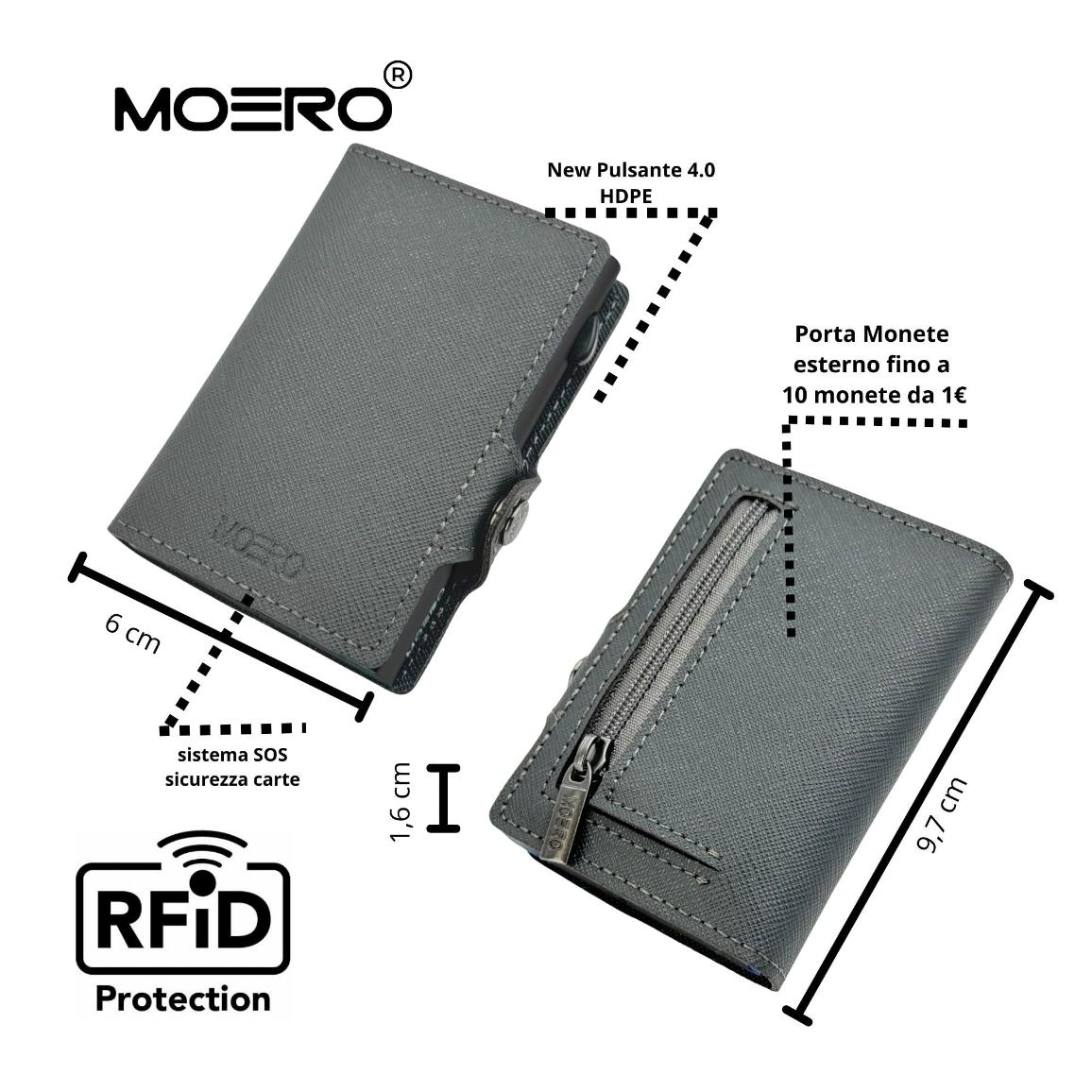 Moero Linea Classic Classic Zip Saffiano portafoglio grigio RFID