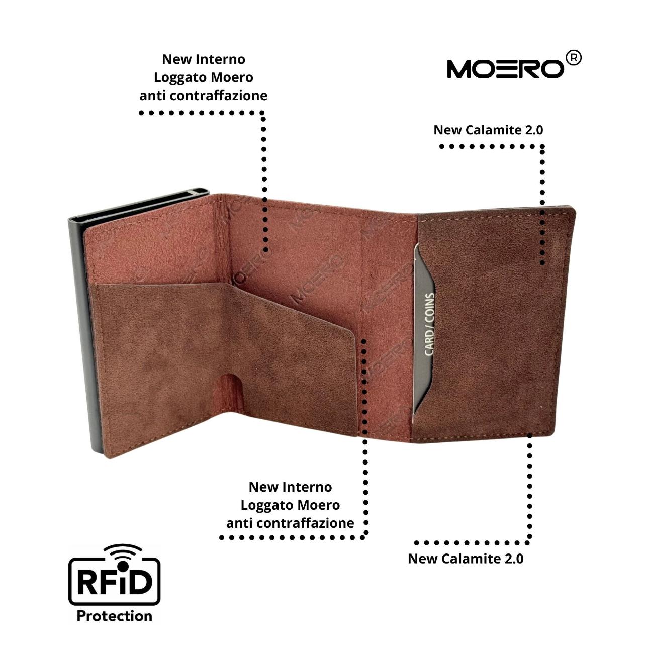 Moero Linea PRO PRO Zip SUPERIOR Portafoglio Marrone RFID