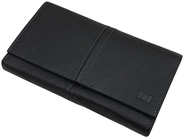 myledershop Damen Geldbörsen portafoglio donna grande nero pelle bufalo