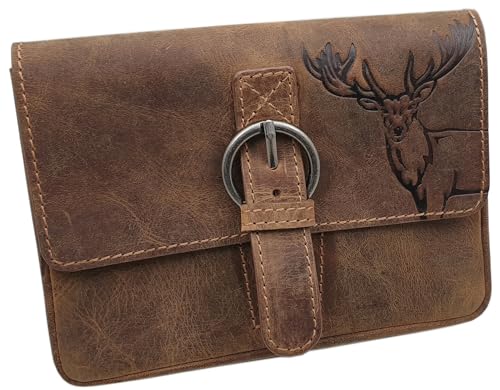 myledershop Gürtel-/Taschen borsetta orizzontale in pelle di bufalo marrone