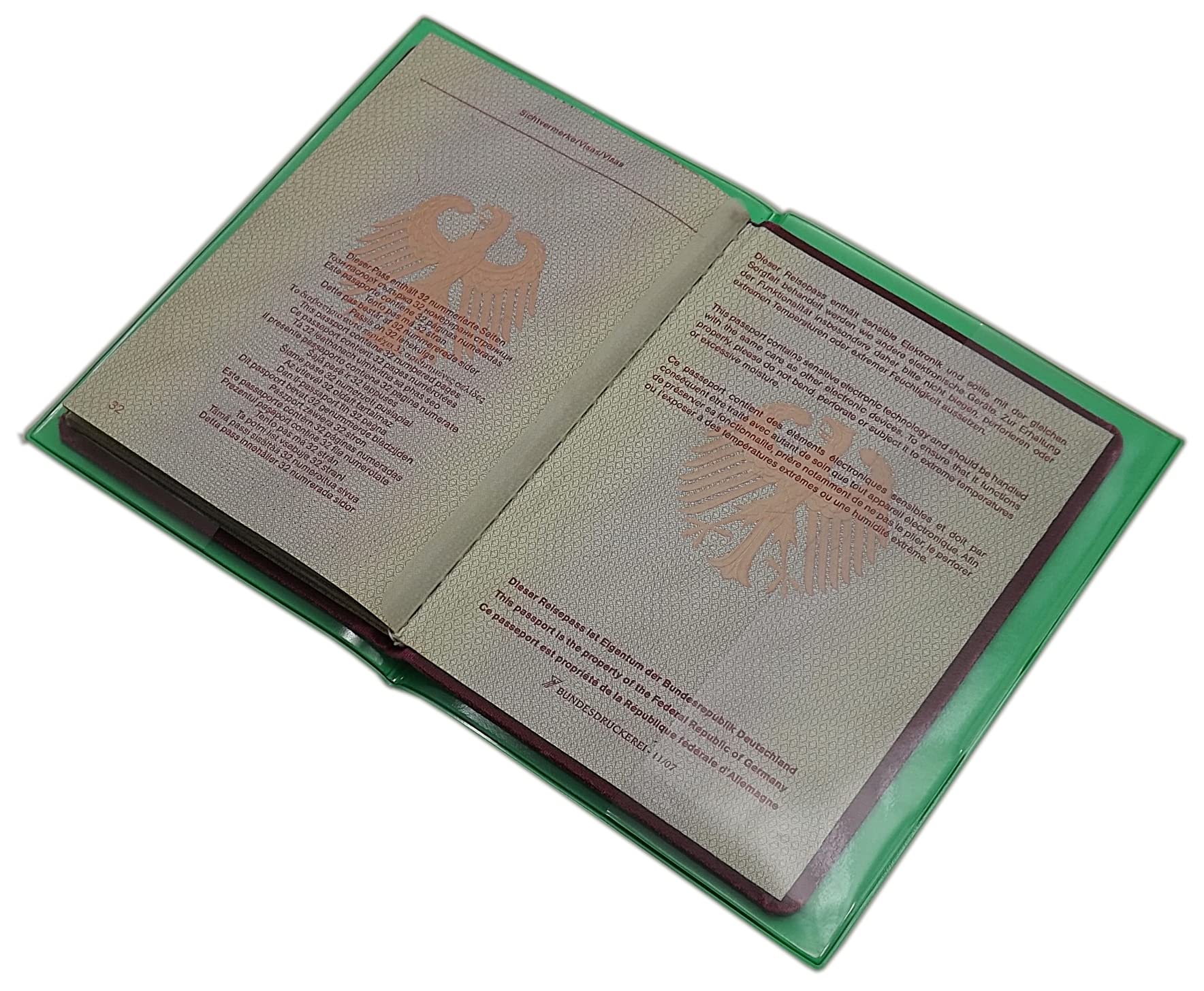 myledershop Impf- und Reisepass Mappen Custodie passaporto Verde 2 scomparti