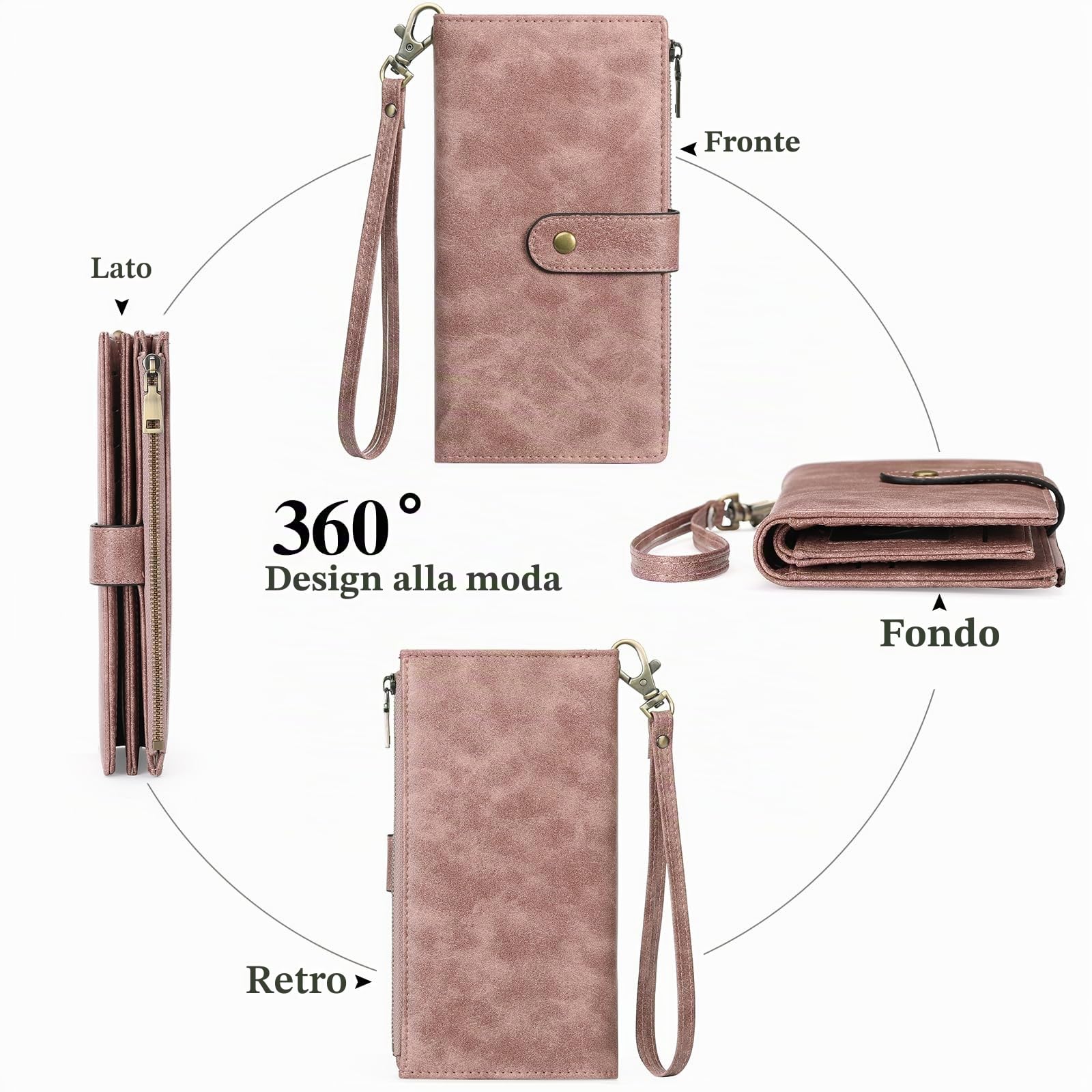 GOIACII WOMEN'S LARGE WALLET portafoglio donna grande C01-rosa RFID