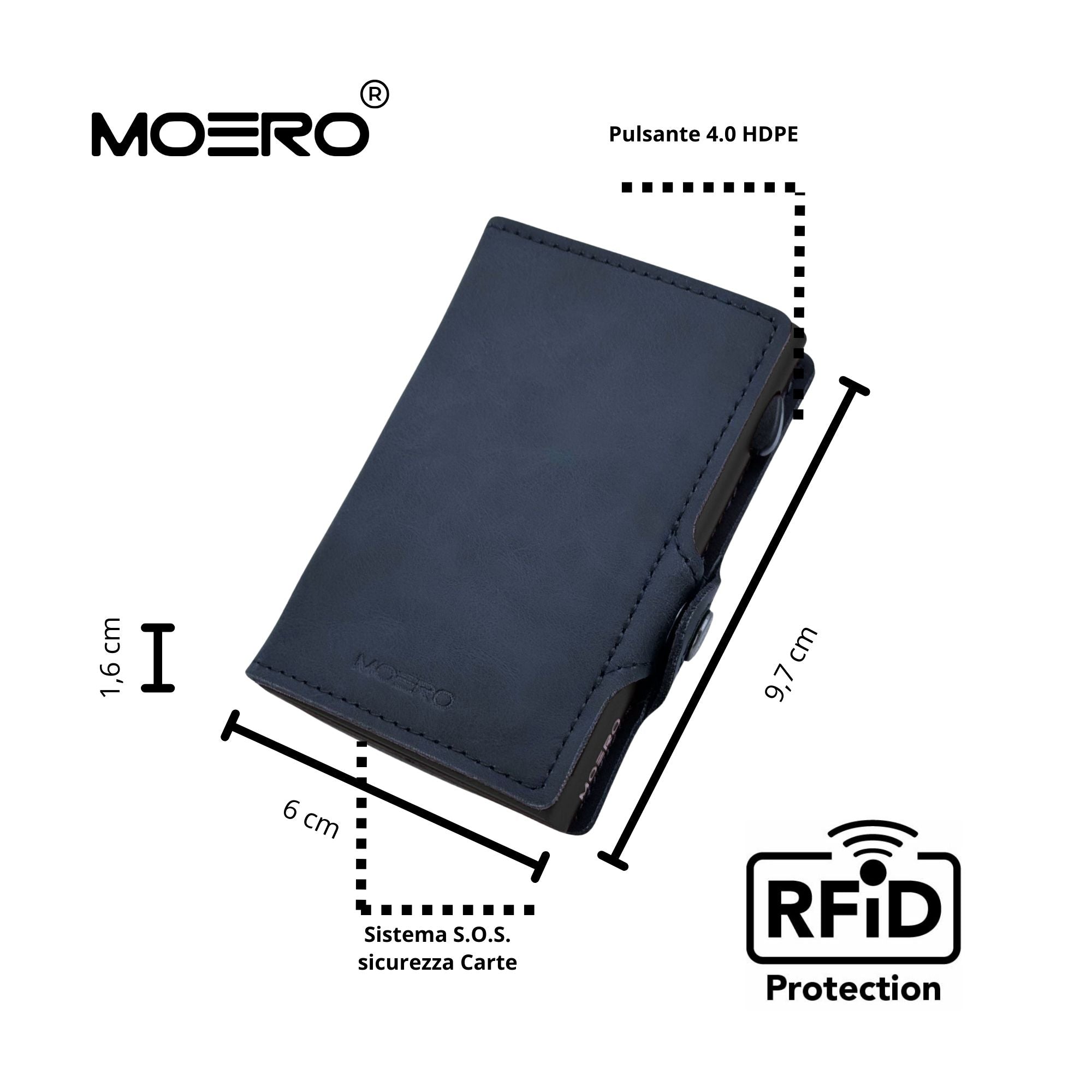Moero Linea Classic Classic Vintage portafoglio Blu vegano