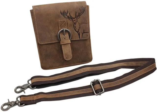myledershop Gürtel-/Taschen borsetta verticale in pelle di bufalo marrone