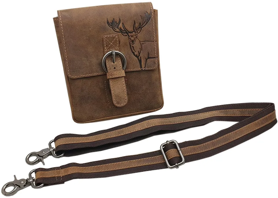 myledershop Gürtel-/Taschen borsetta verticale in pelle di bufalo marrone