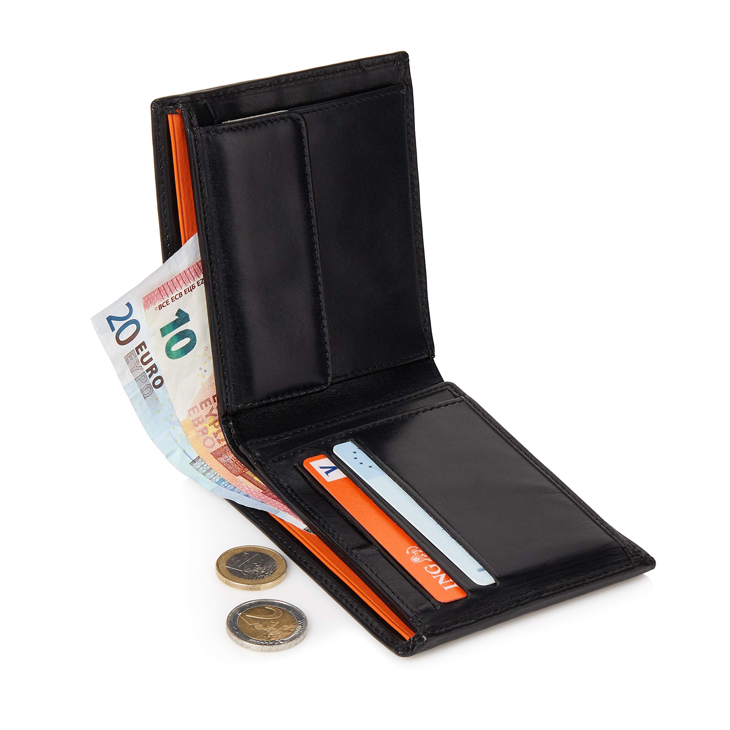 Visconti Monza portafoglio uomo in pelle nero arancione RFID