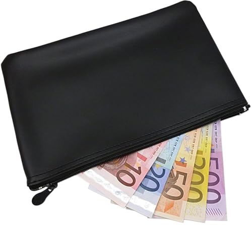 myledershop Banktaschen portafoglio banca XXL nero 1 pezzo con zip