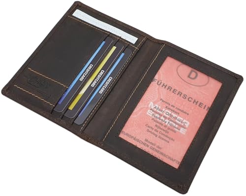 myledershop Karten- und Ausweisetuis porta carte marrone RFID 9 x 12 cm