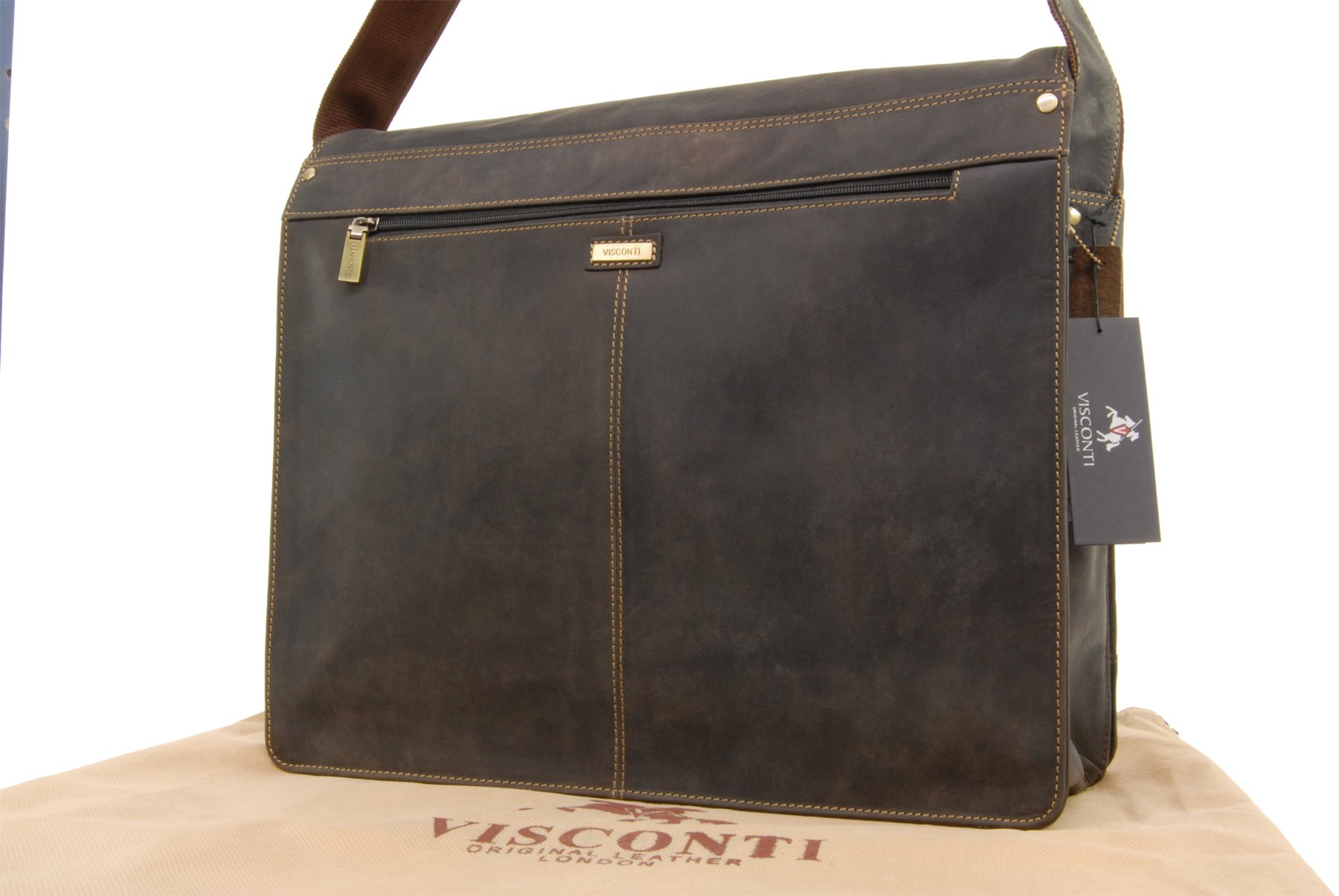 Visconti Hunters Bags 16054 Harvard borsa messenger marrone olio in pelle per PC 16 pollici