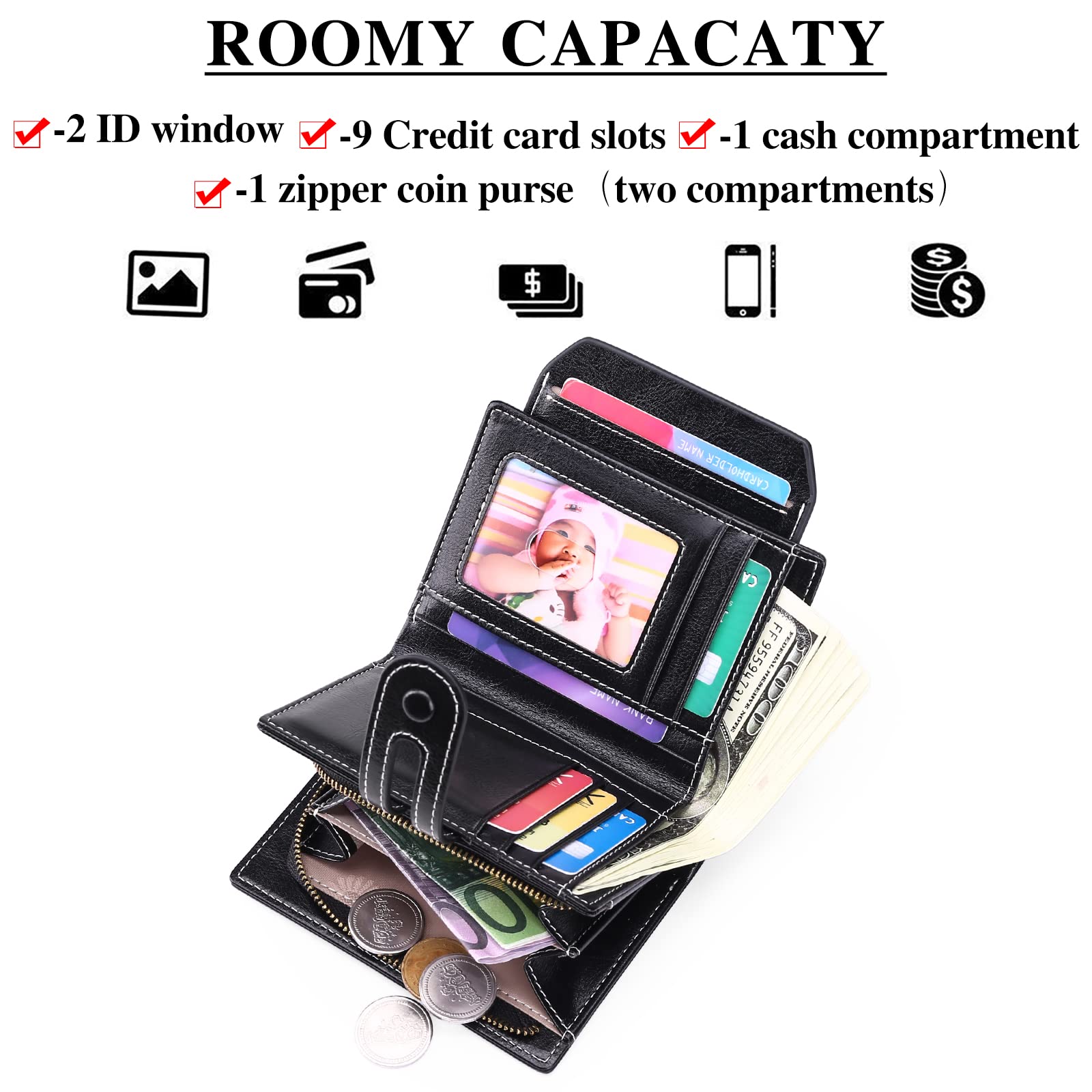 GOIACII SMALL WALLET Portafoglio donna piccolo RFID pelle